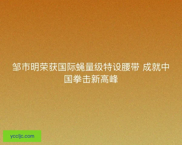 邹市明荣获国际蝇量级特设腰带 成就中国拳击新高峰